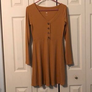 Mustard color long sleeve dress